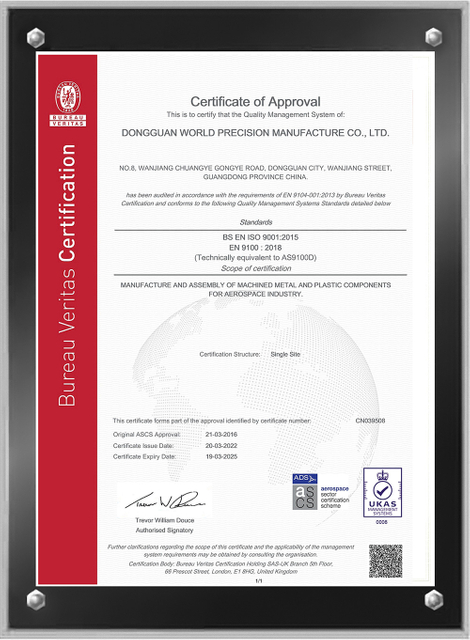 <div style="text-align: center;"><strong>AS9100D certificate</strong></div> 