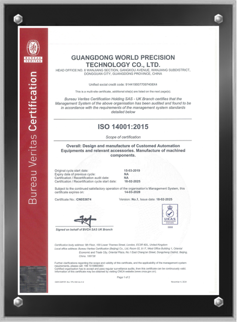  <div style="text-align: center;"><strong>ISO14001 2015 certificate</strong></div> 